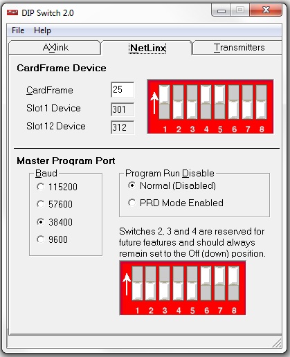 Netlinx DIP switch tool